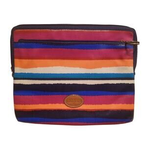 FOSSIL TABLET ZIPPER SLEEVE COVER – MULTI-COLOR STRIPES – 8" H x 10" L – PADDED